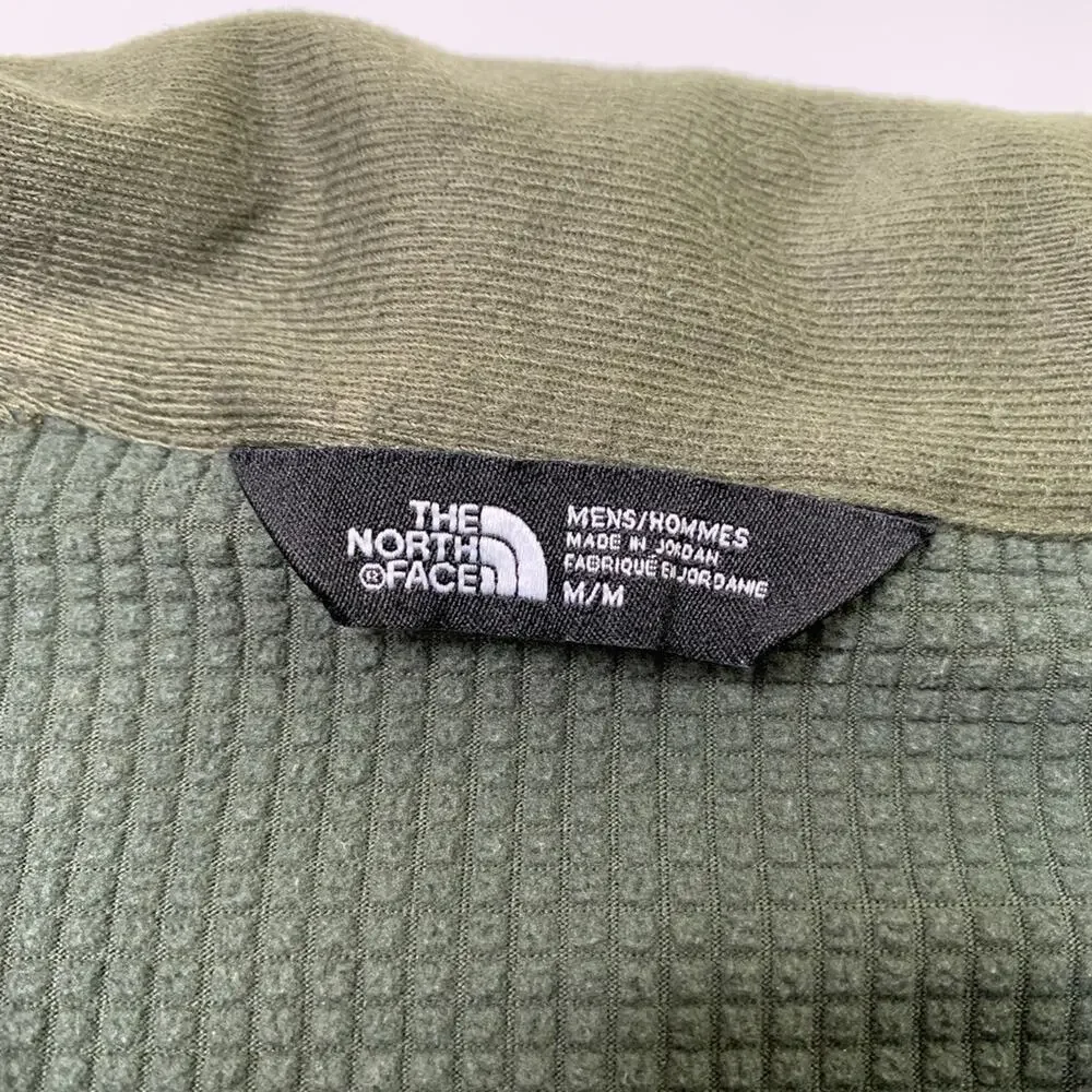 The North Face Jacket Mens M Medium Army Green‎ Borod Grid Fleece Lined Full Zip